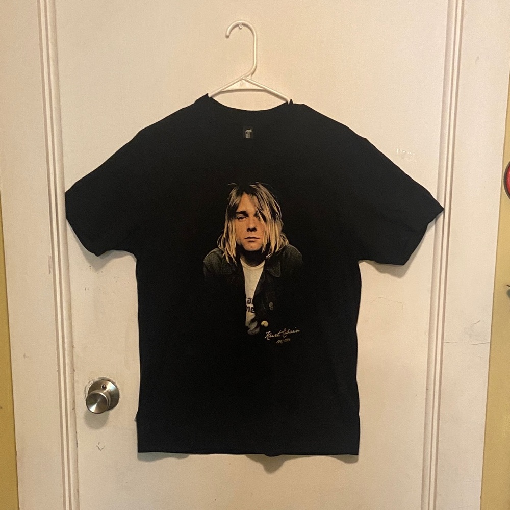 Vintage Kurt Cobain heavyweight faded black tee shirt.